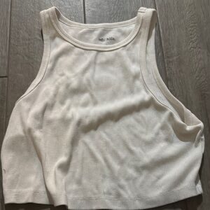 White Ribbed Tank Top